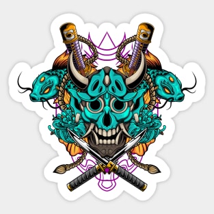 Oni Skull and Koi Fish 1.5 Sticker